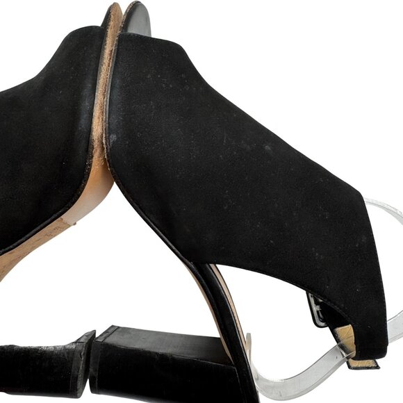 Barneys New York Black Suede Peep Toe Slingback Heel Bootie Women's sz EU40/US10 - Picture 9 of 12